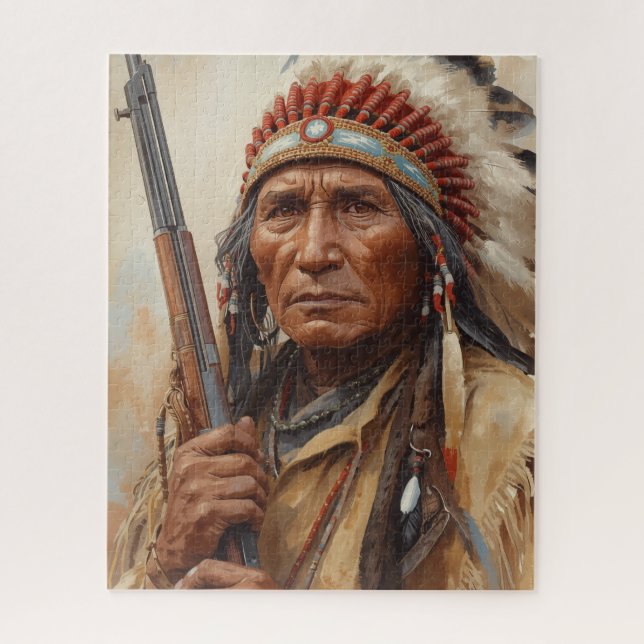 Geronimo Indian Chief Warrior Portrait Jigsaw Puzzle (Vertical)