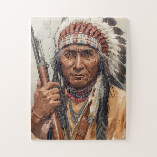 Geronimo Indian Chief Warrior Portrait Jigsaw Puzzle (Vertical)