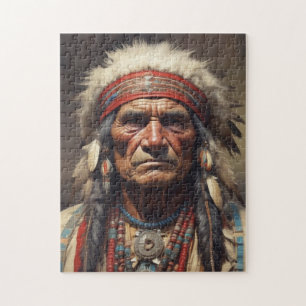 Geronimo Indian Chief Warrior Portrait Jigsaw Puzzle