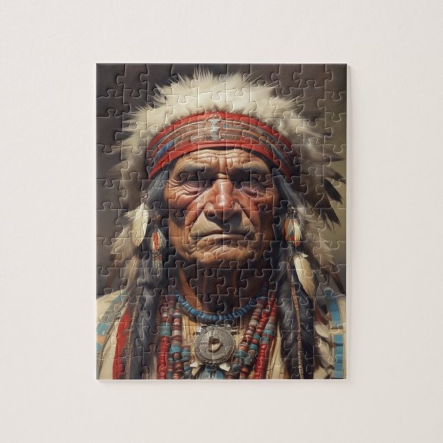 Geronimo Indian Chief Warrior Portrait Jigsaw Puzzle (Vertical)
