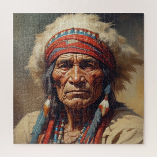Geronimo Indian Chief Warrior Portrait Jigsaw Puzzle (Vertical)