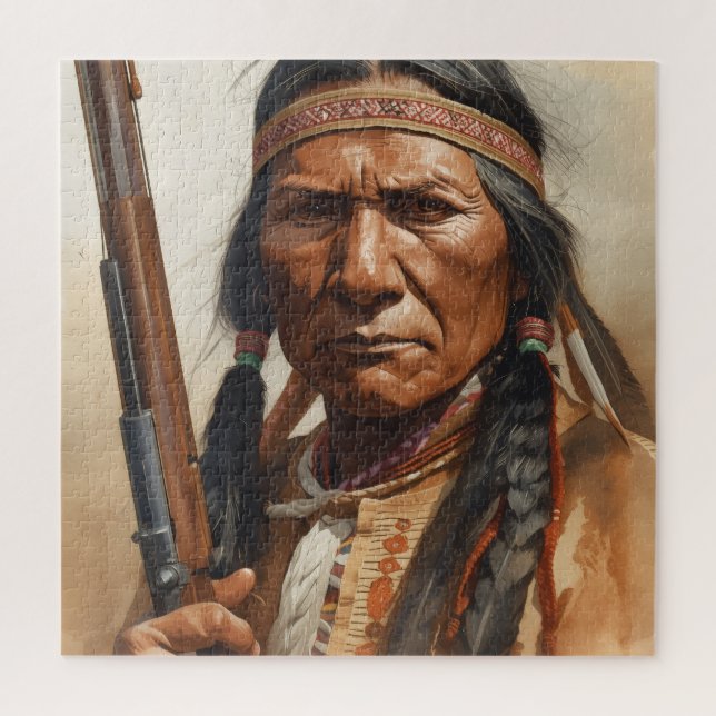 Geronimo Indian Chief Warrior Portrait Jigsaw Puzzle (Vertical)