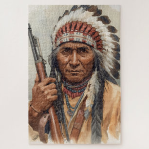 Geronimo Indian Chief Warrior Portrait Jigsaw Puzzle