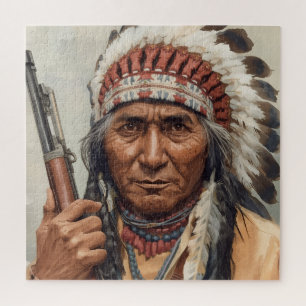 Geronimo Indian Chief Warrior Portrait Jigsaw Puzzle