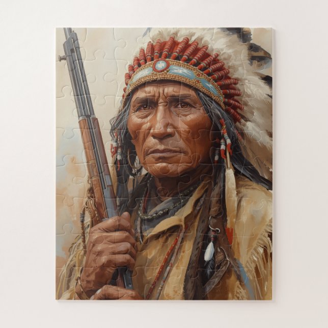 Geronimo Indian Chief Warrior Portrait Jigsaw Puzzle (Vertical)