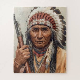 Geronimo Indian Chief Warrior Portrait Jigsaw Puzzle