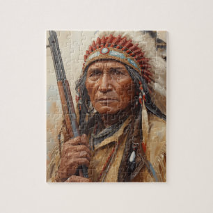 Geronimo Indian Chief Warrior Portrait Jigsaw Puzzle