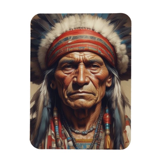Geronimo Indian Chief Warrior Portrait Magnet (Vertical)