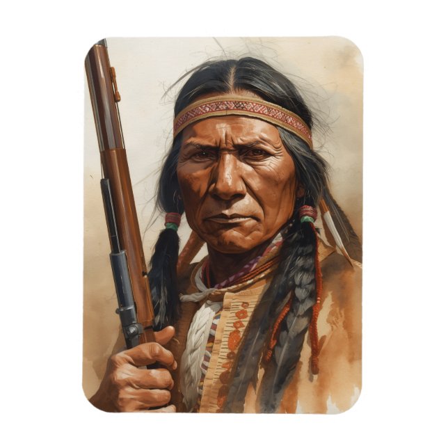 Geronimo Indian Chief Warrior Portrait Magnet (Vertical)