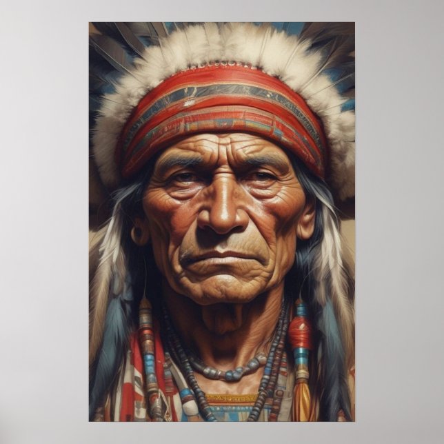 Geronimo Indian Chief Warrior Portrait Poster (Front)