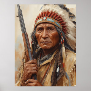 Geronimo Indian Chief Warrior Portrait Poster