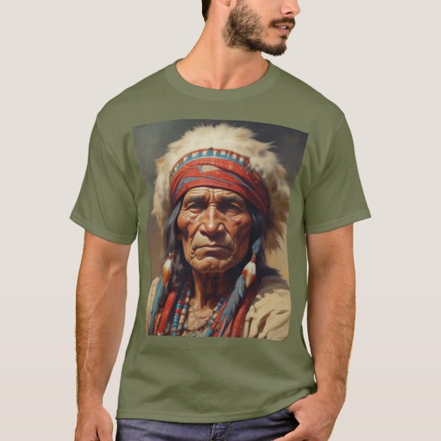 Geronimo Indian Chief Warrior Portrait T-Shirt (Front)