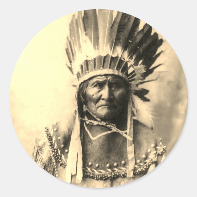 Geronimo Sepia Colour  Classic Round Sticker (Front)