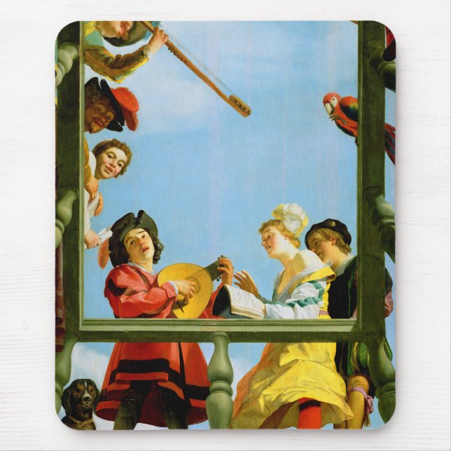 Gerrit Van Honthorst Musical Group Balcony Art Mouse Pad (Front)