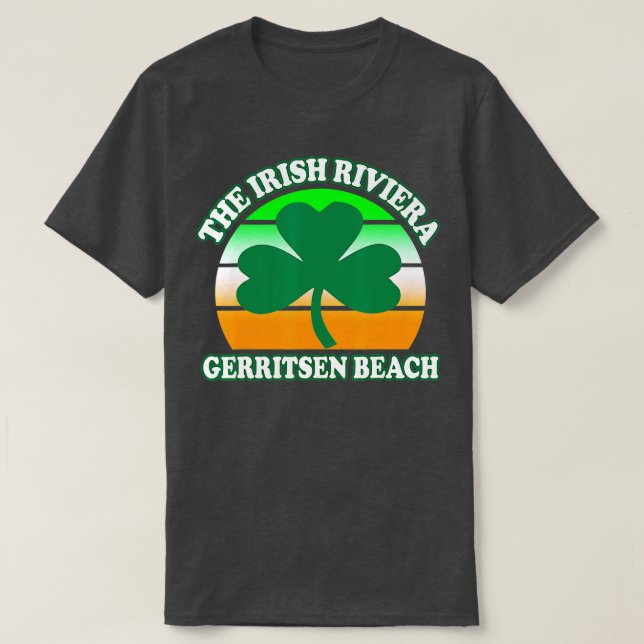 Gerritsen Beach Irish Riviera Funny Shamrock Retro T-Shirt (Design Front)