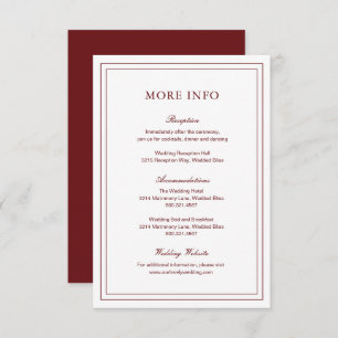 Gertrude Burgundy Wine Classic Elegant Wedding Enclosure Card
