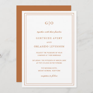 Gertrude Burnt Orange Classic Elegant Wedding Invitation