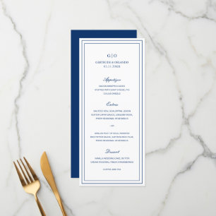 Gertrude Navy Blue Classic Elegant Wedding Menu