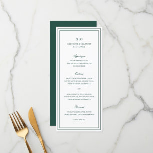 Gertude Emerald Green Classic Elegant Wedding Menu