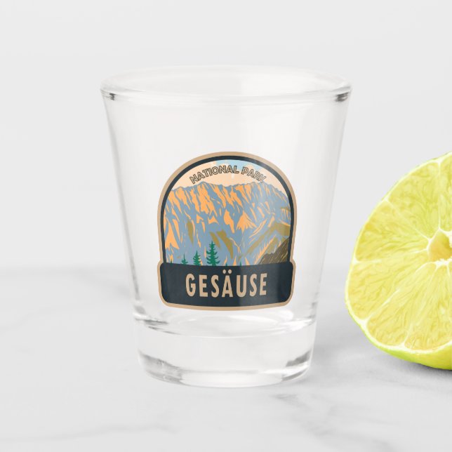 Gesause National Park Austria Vintage Shot Glass (Front)