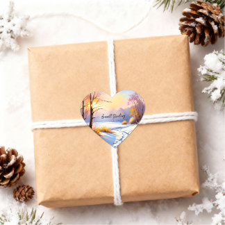 Geschenkaufkleber Winterlandschaft Morgenlicht Heart Sticker