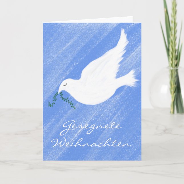 Gesegnete Weihnachten Peaceful Dove Holiday Card (Front)