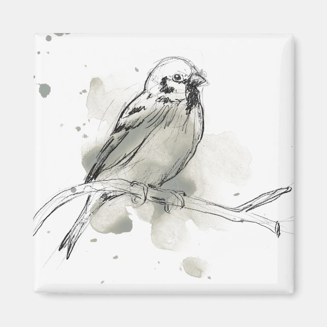 Gestural Bird Study Magnet (Front)