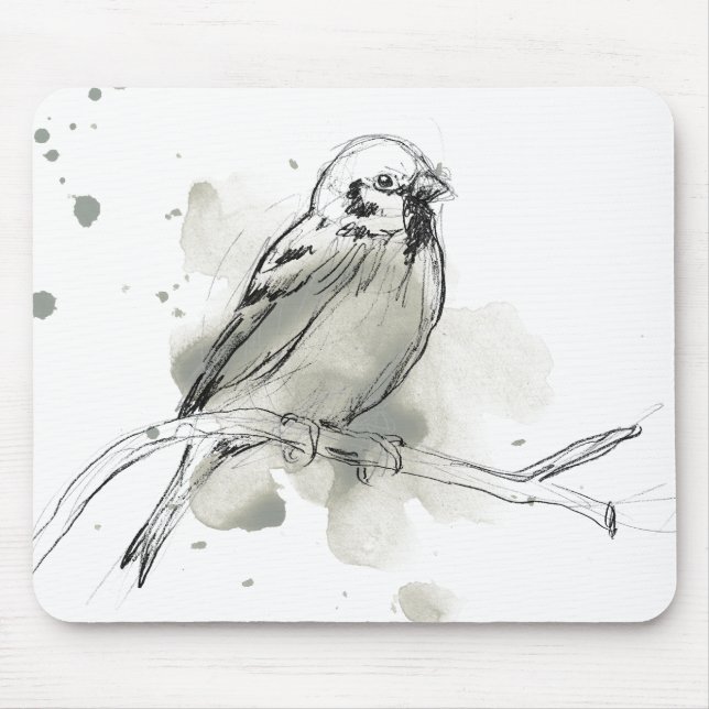 Gestural Bird Study Mouse Pad (Front)