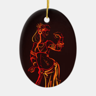 Gesture sketch drawing  tribal fusion bellydancer ceramic tree decoration