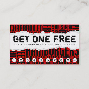 get 1 free HAMBURGER Loyalty Card