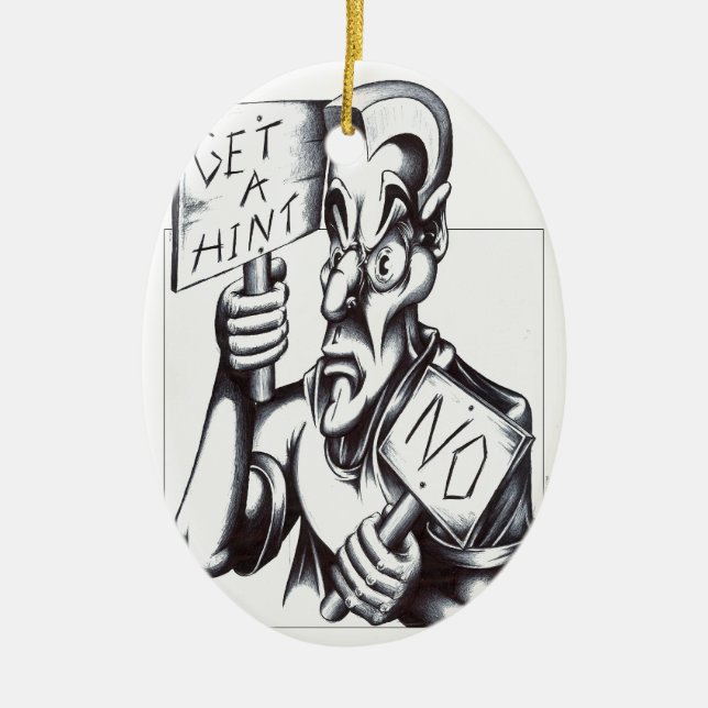 Get a Hint - NO! Ceramic Tree Decoration (Front)