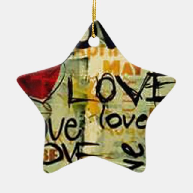 Get A Little Love Graffiti Ceramic Tree Decoration (Front)