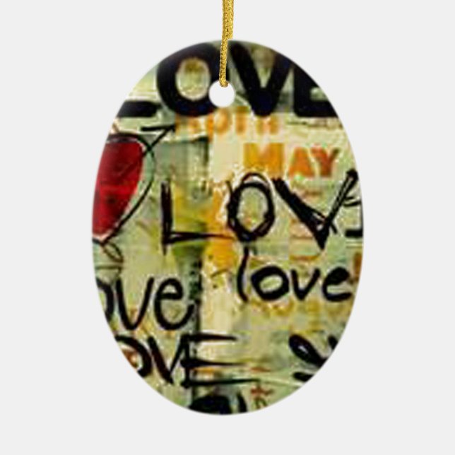 Get A Little Love Graffiti Ceramic Tree Decoration (Front)