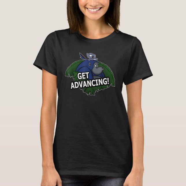 Get Advancing!  Gorilla And Cat Design T-Shirt (Front)