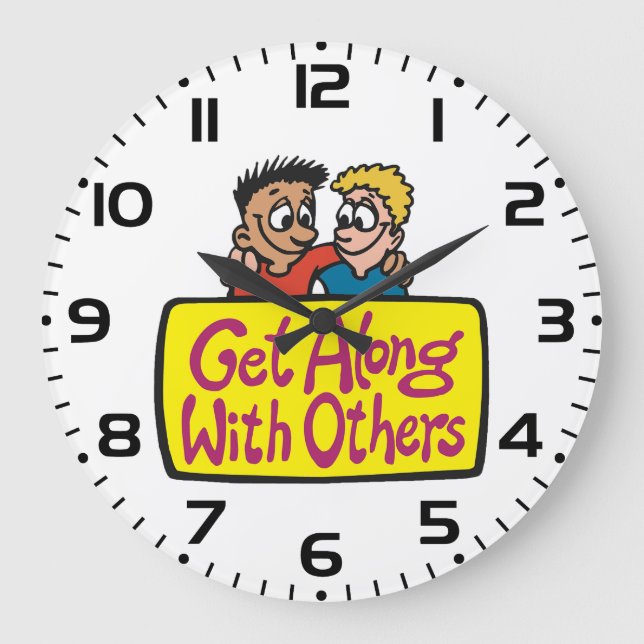 Get Along With Others Friends Kindness and Unity Large Clock (Front)