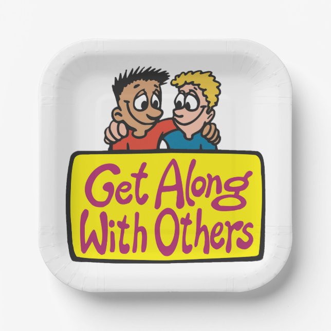 Get Along With Others Friends Kindness and Unity Paper Plate (Front)