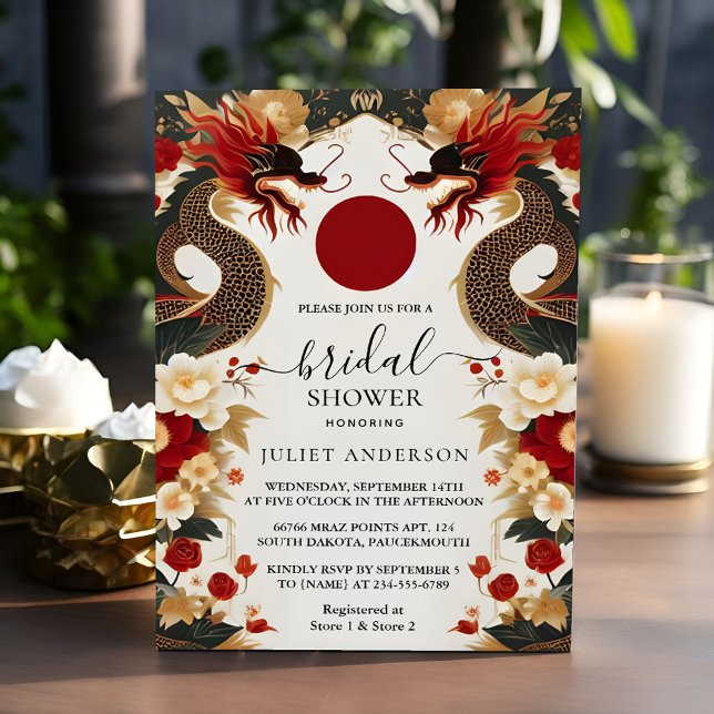 Get Asian Chinese Bilingual Hei Bold Bridal Shower Invitation (Creator Uploaded)