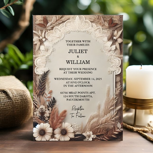 Get Brown Fall Wood Paperie Recycled Paper Wedding Invitation (Creator Uploaded)