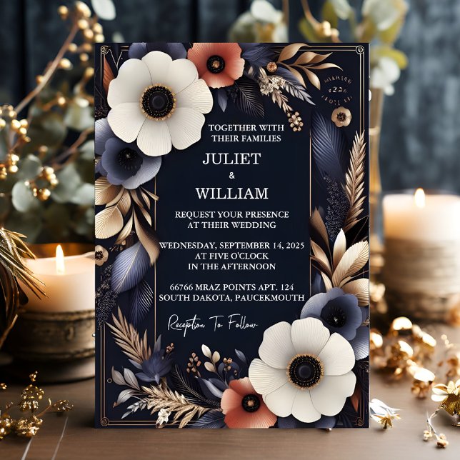 Get Budget Cheap Outdoor Stylish Navy Blue Wedding Invitation (Creator Uploaded)