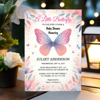 Get Bug Boho Soft Glow Live Butterfly Baby Shower Invitation