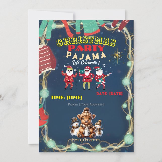 Get Cozy & Festive: The Ultimate Christmas Pajama Invitation (Front)