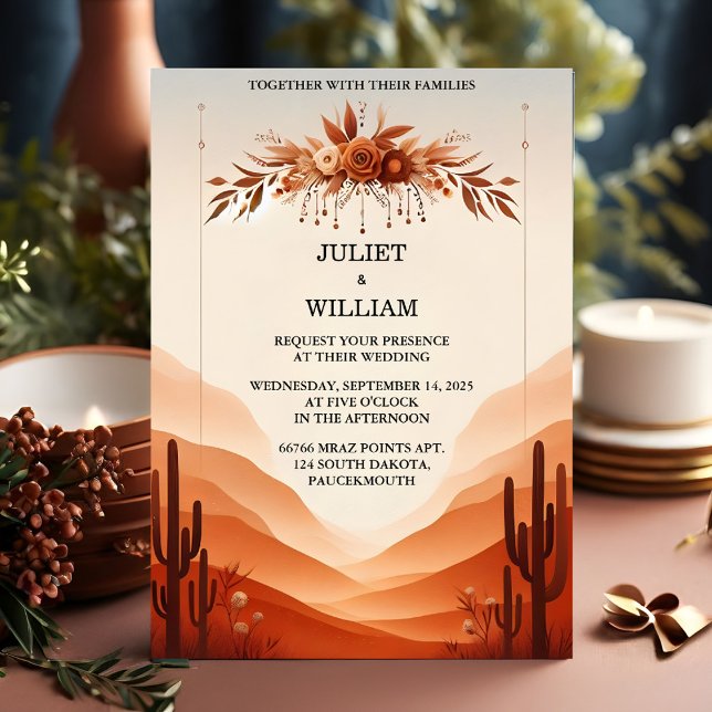Get Desert Rustic Boho Autumn Ombre Brown Wedding Invitation (Creator Uploaded)