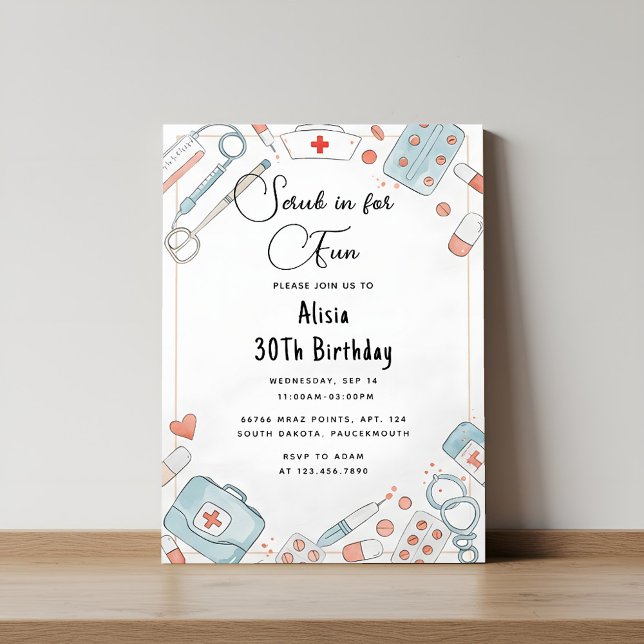 Get Doctor Heart Registered Nurse Rn 30th Birthday Invitation (Creator Uploaded)