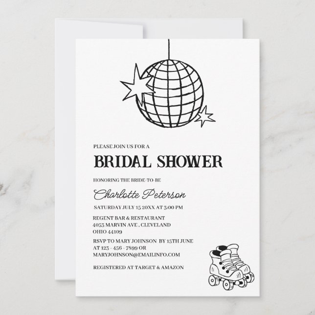 Get Down & Boogie at a Disco Themed Bridal Shower Invitation (Front)