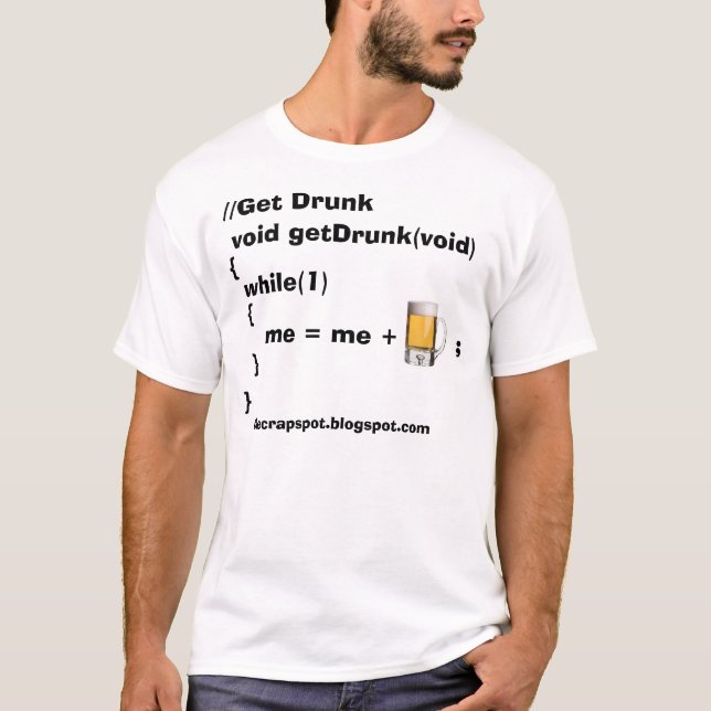 Get Drunk Program Beer T-Shirt (Front)