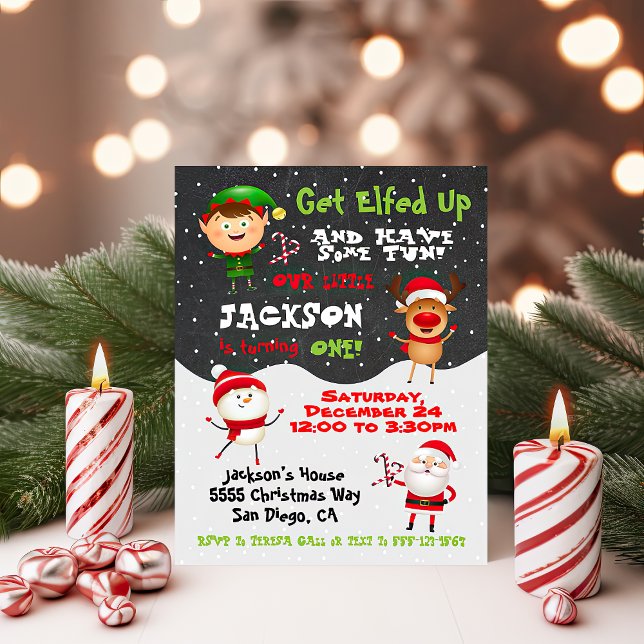 Get Elfed Up Christmas Birthday Party invitation (Creator Uploaded)