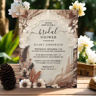 Get Fall Wood Paperie Recycled Paper Bridal Shower Invitation