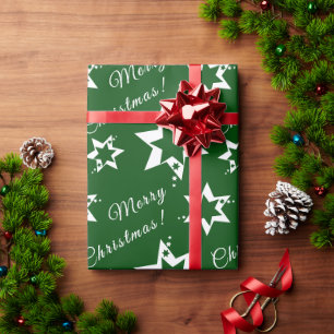 Get Festive Green and White Merry Christmas Wrapping Paper