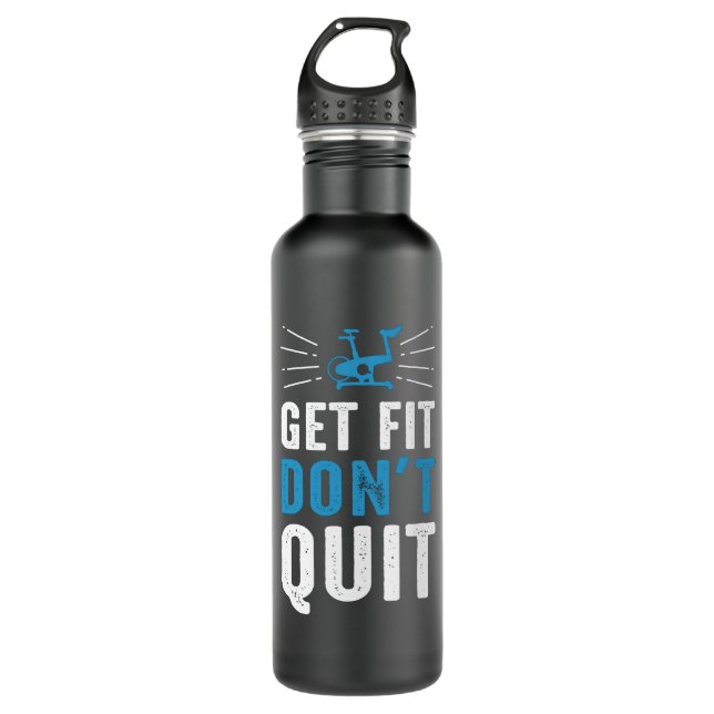 Get Fit Don't Quit Fitness Gym Motivational - Blue 710 Ml Water Bottle (Front)
