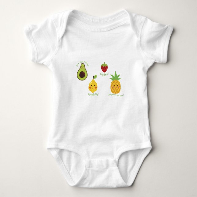 Get Fruity Avocado Lemon Strawberry Pineapple Pun  Baby Bodysuit (Front)